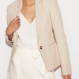Express Women's Cream Notch Collar One Button Lined Blazer Suit Jacket S…